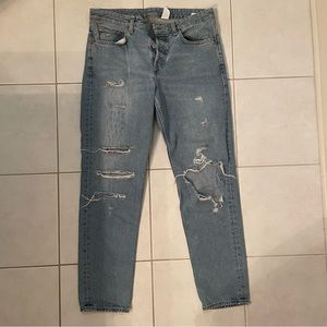 & Denim ripped boyfriend jeans